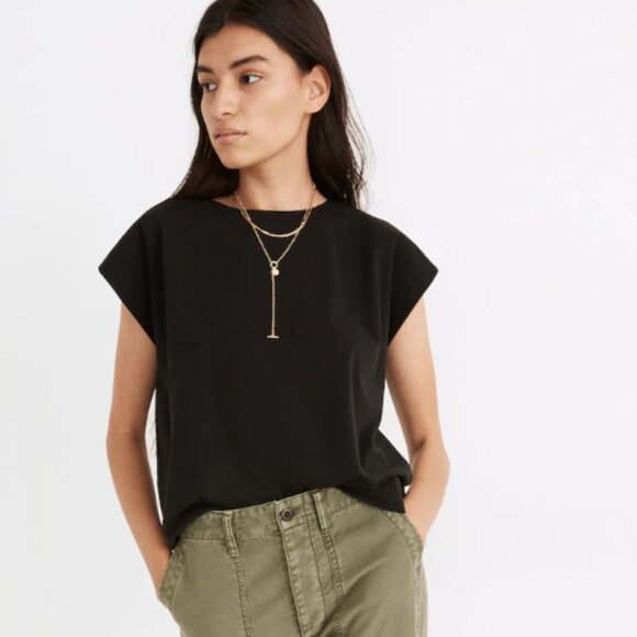 NWT Madewell Minimalist Shoulder Tee Top Organic Cotton XS (Oversized) $40 - Picture 3 of 6